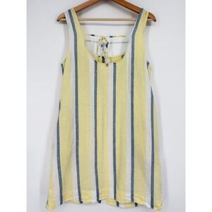 Lou & Grey Striped Butter Yellow Linen Blend Dress Size S